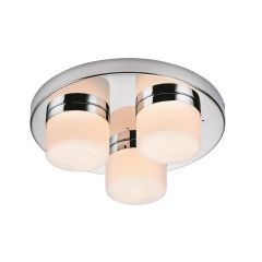 Saxby Pure G9 3 Light Multi Ceiling Light IP44 Chrome/Opal Glass 90x280mm