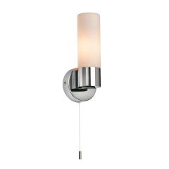 Saxby Pure E14 Bathroom Wall Light IP44 Chrome/Opal Glass 80x210x85mm