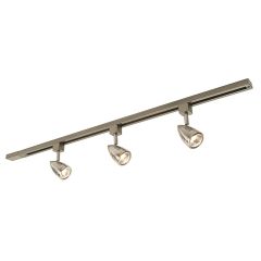 Saxby 48025 Bullett 1 Circuit Track Spotlight Kit Satin Chrome c/w 3xGU10 Spotlights, 1M Track