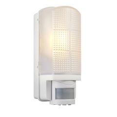 Saxby 48740 Motion E27 LED Brick Bulkhead IP44 PIR Sensor White/Frosted