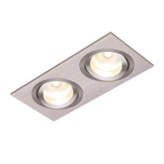 Saxby Tetra GU10 Twin Square Downlight Silver 80x165mm Cut-out