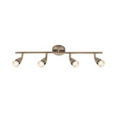 Saxby 60992 Amalfi 4 Light GU10 Bar Spotlight Tilt Antique Brass Dimm w/o Lamp