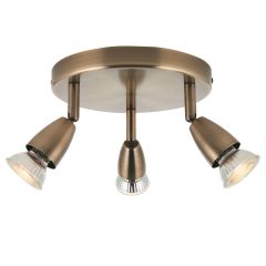 Saxby Amalfi 3 Light GU10 Multi Spotlight Tilt Antique Brass w/o Lamp