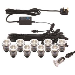 Saxby 73347 Ikon Pro 25mm Decking Light Kit IP67 3/4K 0.75Wx10 Polished Stainless Steel