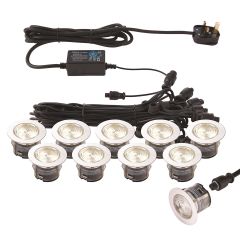Saxby 73349 Ikon Pro 45mm Decking Light Kit IP67 3/4K 0.75Wx10 Polished Stainless Steel