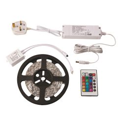 Saxby 73667 Flexline 12V LED Strip Flexible RGB 24W IP20 5M c/w Power Supply/Remote Control