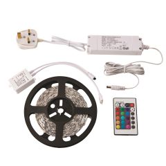 Saxby Flexline 12V LED Strip Flexible RGB 24W IP20 5M c/w Power Supply/Remote Control