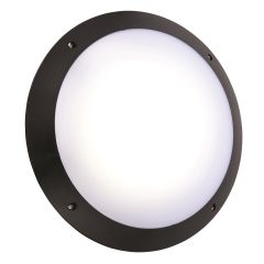 Saxby 78607 Seran 12W LED Bulkhead IP65 6000K 300mm Dia Black/Opal MWS