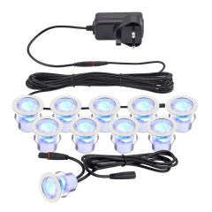 Saxby 94422 Kios 2 30mm LED Decking Light Kit 10xBlueLED IP44 Stainless Steel