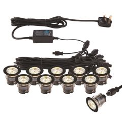 Saxby 99765 IkonPRO 35mm LED Decking Light Kit CCT 3/4Kx10 IP67 Black