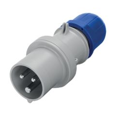 Scame 2P+E 16A 240V IP44 Industrial Plug Blue c/w Gland