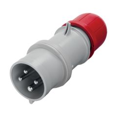 Scame 3P+E 16A 415V IP44 Industrial Plug Red c/w Gland