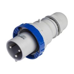 Scame 2P+E 63A 240V IP67 Industrial Plug Blue c/w Gland