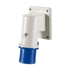 Scame 2P+E 16A 240V IP44 Angled Appliance Inlet Blue