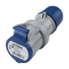 Scame 2P+E 16A 240V IP44 Industrial Connector Blue c/w Gland