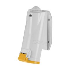 Scame 2P+E 16A 110V IP44 Angled Wall Mounted Socket Yellow