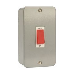 Click Essentials CL202 45A 2 Gang (Vertical) DP Plate Switch