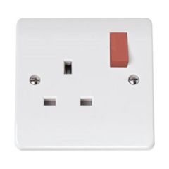 Click Mode CMA035PWRD 13A 1 Gang DP Switched Socket Outlet With Red Rocker