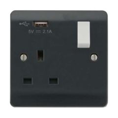 Click Mode CMA771UAG 13A 1 Gang Switched Socket USB