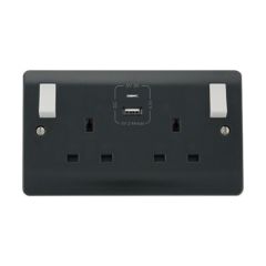 Click Mode CMA786AG 13A 2 Gang Switched Socket Tp A&C USBs