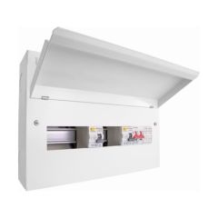 Click CUEB16MSRCDSP8 Elucian 8 Free Ways Split Load 4+4 Consumer Unit Surge Protection 100A 2x80A 40kA 366x260x116mm Metal White