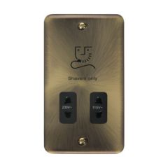 Click Deco Plus DPAB100BK 115V/230V Dual Voltage Shaver Socket Outlet Antique Brass