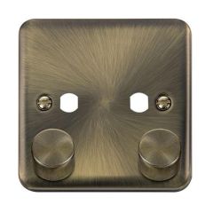 Click Deco Plus DPAB152PL 1 Gang Unfurnished Dimmer Plate & Knobs (800W Max) - 2 Apertures Antique Brass