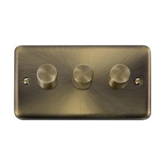 Click Deco Plus DPAB163 3 Gang 2 Way 100W Dimmer Switch Antique Brass