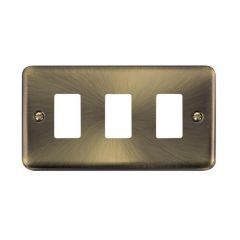 Click Deco Plus DPAB20403 3 Gang GridPro Frontplate Antique Brass