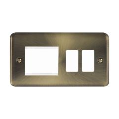 Click Deco Plus DPAB31102 2 Gang GridPro With Twin New Media Aperture Combination Plate Antique Brass