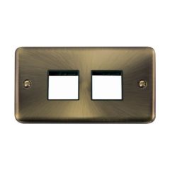 Click Deco Plus DPAB404BK 2 Gang MiniGrid Unfurnished Plate - 2 x 2 Apertures Antique Brass