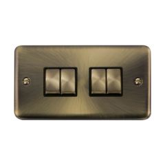 Click Deco Plus DPAB414BK 10AX 4 Gang 2 Way Plate Switch Antique Brass