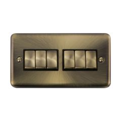 Click Deco Plus DPAB416BK 10AX 6 Gang 2 Way Plate Switch Antique Brass