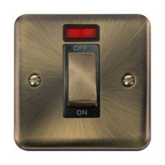 Click Deco Plus DPAB501BK 45A 1 Gang DP Plate Switch With Neon Antique Brass