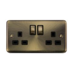 Click Deco Plus DPAB536BK 13A 2 Gang DP Switched Socket Outlet Antique Brass