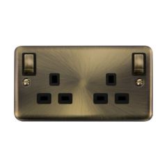 Click Deco Plus DPAB836BK 13A 2 Gang DP Switched Socket Outlet Antique Brass
