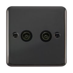 Click Deco Plus DPBN066BK Twin Non-Isolated Coaxial Outlet Black Nickel