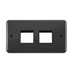 Click Deco Plus DPBN404BK 2 Gang MiniGrid Unfurnished Plate - 2 x 2 Apertures Black Nickel