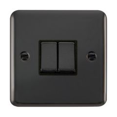Click Deco Plus DPBN412BK 10AX 2 Gang 2 Way Plate Switch Black Nickel