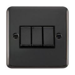 Click Deco Plus DPBN413BK 10AX 3 Gang 2 Way Plate Switch Black Nickel