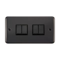 Click Deco Plus DPBN414BK 10AX 4 Gang 2 Way Plate Switch Black Nickel