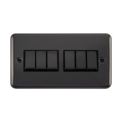 Click Deco Plus DPBN416BK 10AX 6 Gang 2 Way Plate Switch Black Nickel