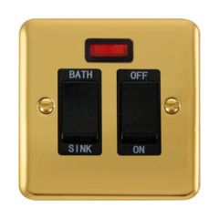 Click Deco Plus DPBR024BK 20A DP Sink/Bath Plate Switch With Neon Polished Brass