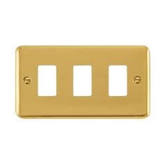 Click Deco Plus DPBR20403 3 Gang GridPro Frontplate Polished Brass