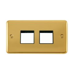 Click Deco Plus DPBR404BK 2 Gang MiniGrid Unfurnished Plate - 2 x 2 Apertures Polished Brass