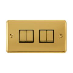 Click Deco Plus DPBR414BK 10AX 4 Gang 2 Way Plate Switch Polished Brass