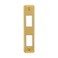 Click Deco Plus DPBR472WH 2 Gang MiniGrid Unfurnished Architrave Plate - 2 Apertures Polished Brass