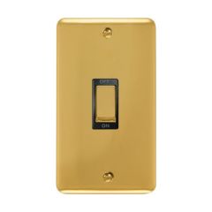 Click Deco Plus DPBR502BK 45A 2 Gang (Vertical) DP Plate Switch Polished Brass