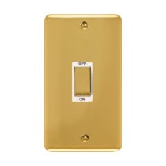 Click Deco Plus DPBR502WH 45A 2 Gang (Vertical) DP Plate Switch Polished Brass