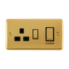 Click Deco Plus DPBR504BK 45A 2 Gang DP Switch With 13A DP Switched Socket Outlet Polished Brass
